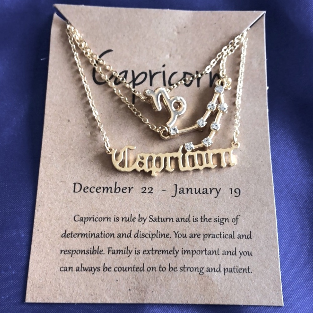 Capricorn 3 Piece Gold Plated Necklace Set